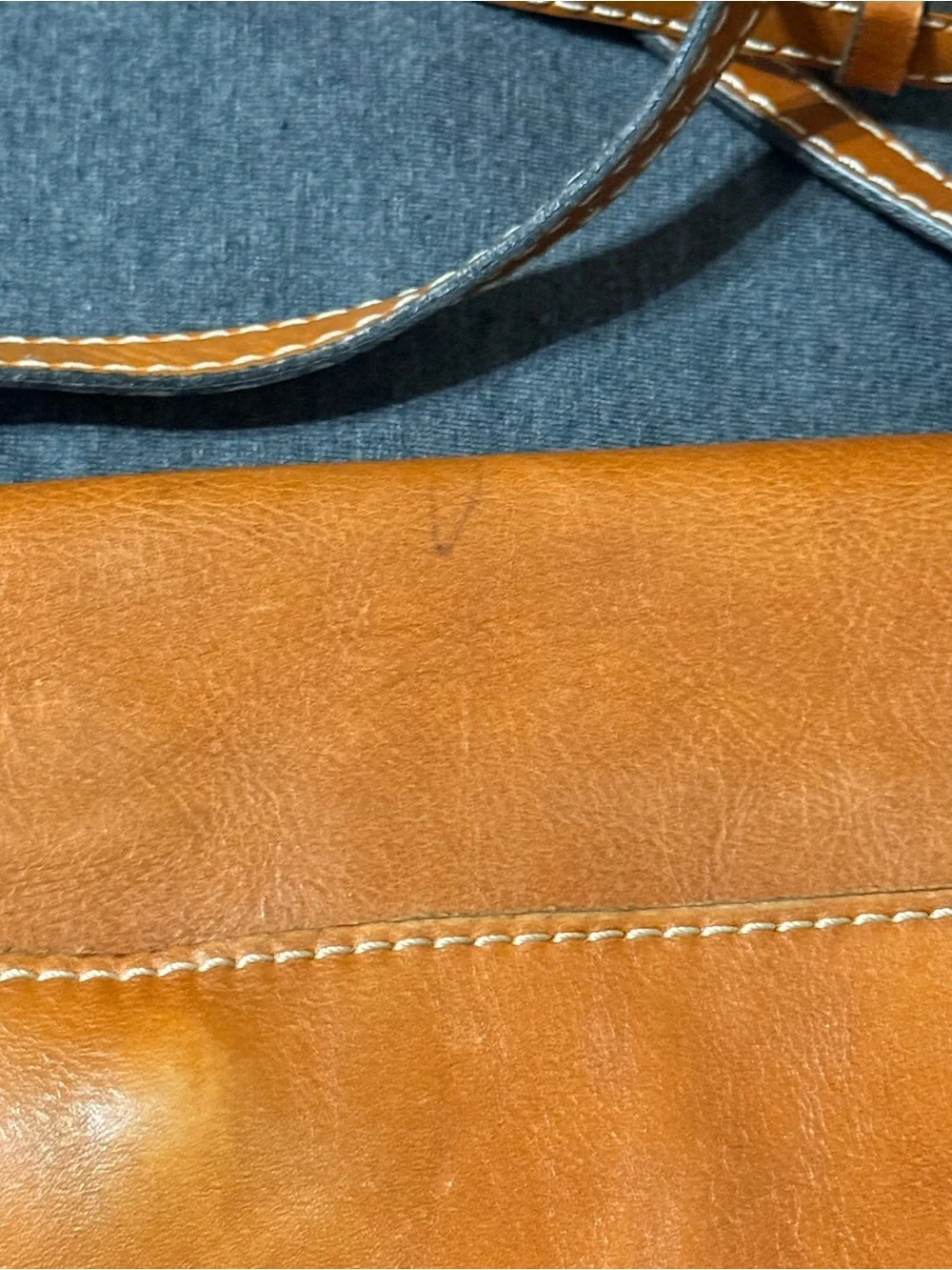 Patricia Nash Cognac Tan Leather Crossbody Satchel